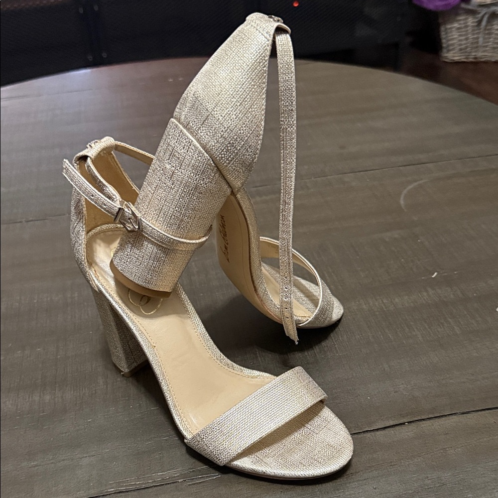 Sam Edelman Shimmering Gold Block Heels